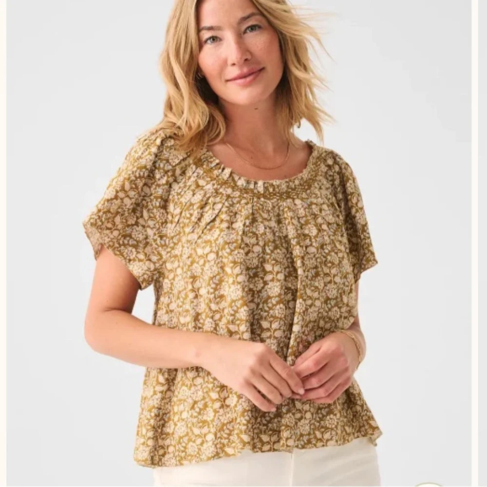 FAHERTY Annabelle Top in Golden Theodora Floral - Picture 1 of 6